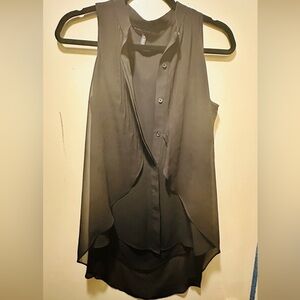 White House Black Market Black Draped Sleeveless Button-Front Camisole